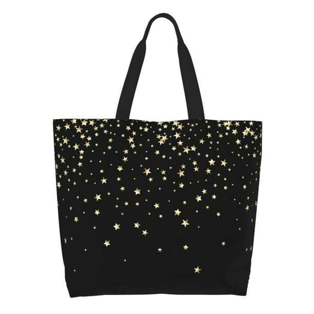 Disketp Star Silver Glitter Bolsa Tote Estampada para Mujer, Bolso de Hombro y de Mano para Compras y Viajes
