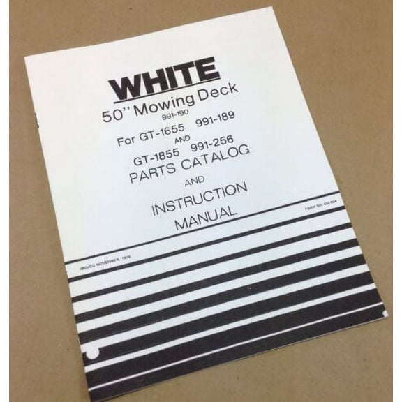 White 50" Mowing Deck Parts Catalog Instruction Operators Manual Lawn Mower
