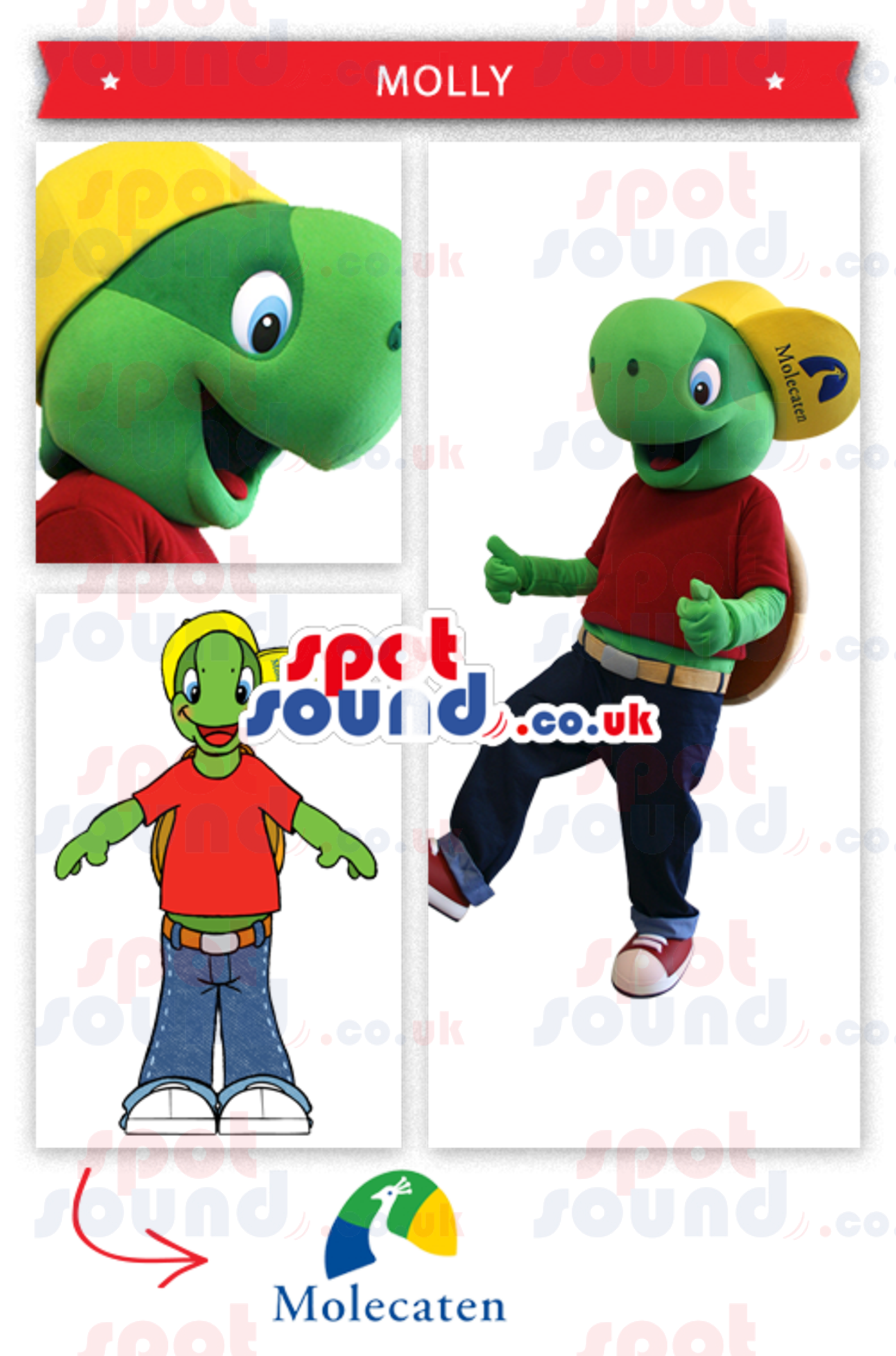 Green Frog Plush SPOTSOUND Mascot With A Red TShirt And Yellow Cap