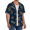 thumbnail image 2 of Sikiie Sea Turtles Swimming Men's Wrinkle Free Untucked Cuban Shirt Business Casual Button Down Shirts Short Sleeve ShirtX-Large, 2 of 5