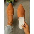thumbnail image 3 of Gomelly Women Flat Slides Pointed Toe Mules Flats Slip On Backless Loafers Anti-Slip Ballets Party Brown 10, 3 of 7