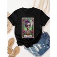 thumbnail image 3 of Women's Vintage Skull Cartoon Graphic - Casual Short Sleeve, Crew Neck, Stretchy Polyester Blend, Machine Washable Tee For Adult, Men, Women, Teen, Teenager, Adolescent, Youth, 3 of 6