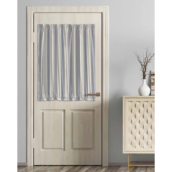 Blue Striped Blackout Door Curtains for French, Glass,Front, Back, Patio Door, Modern Stripes Farmhouse Thermal Insulated Rod Pocket Window Curtain Drapes With Tiebacks 54"x40"