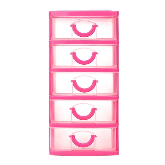 Plastic Storage Drawers Organizer, Small Drawers Organizer Storage, Stackable Clear Storage Bins, Pink Storage Containers, 25X11 In, Xl, 1 Pc