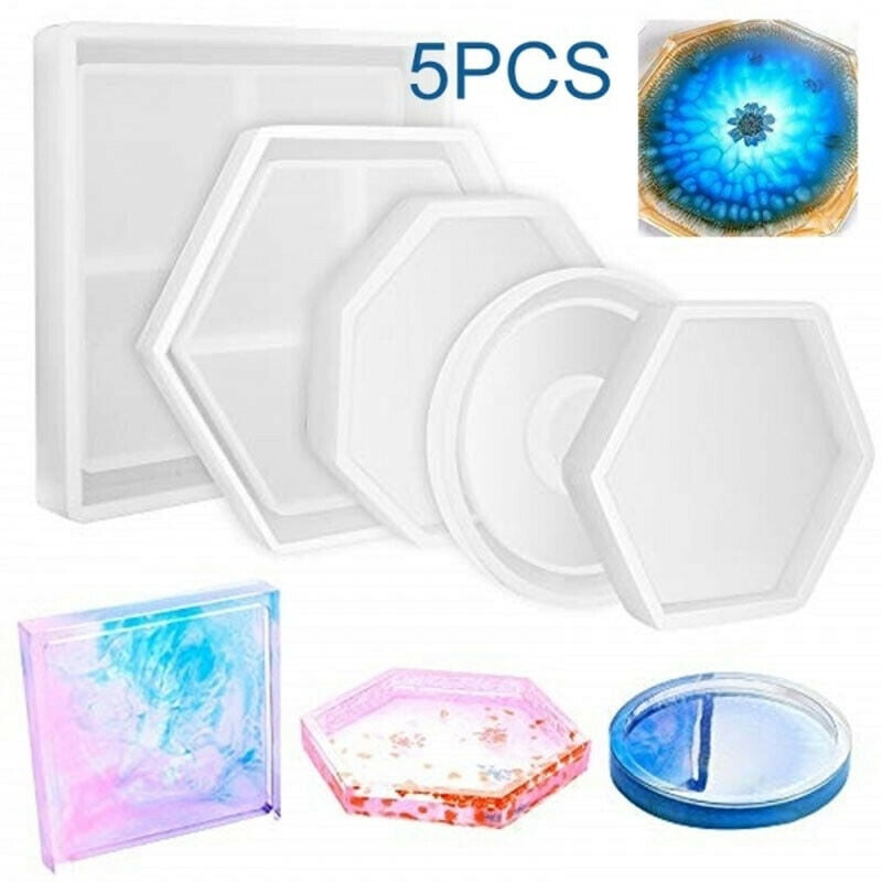 Silicone Resine Epoxy Tapis de Bol 9Pcs Queta Silicone Coaster Mold DIY Coaster Mold,R/ésine Moules DIY Effacer Silicone R/ésine /Époxy Forme Irr/éguli/ère pour la Fabrication de sous-Verres