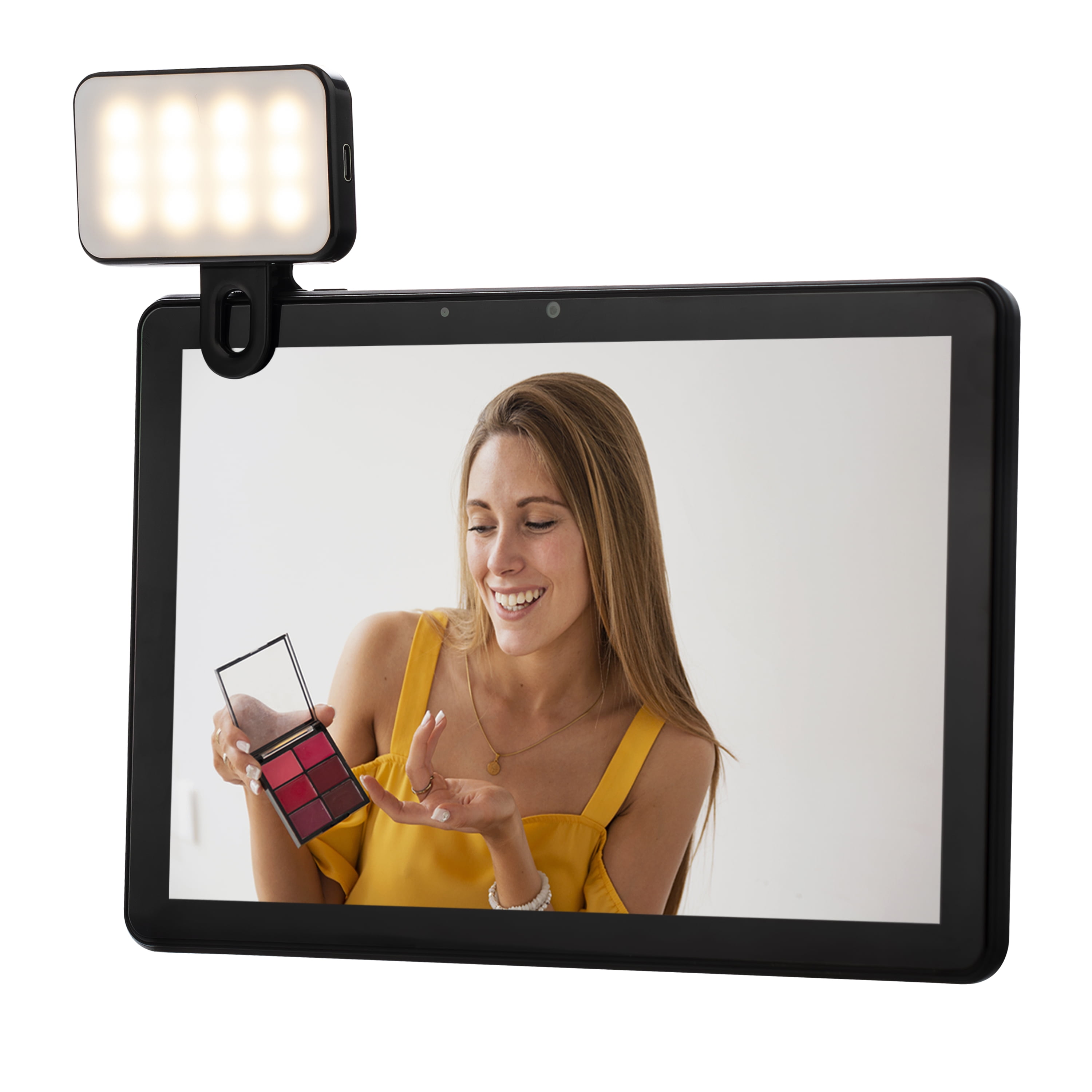 Memorex Bonus 4-in-1 Influencer Bundle - 10.1" HD IPS Android 14 8-Core Tablet, 128GB Storage, 4GB RAM with Bonus LED Light & Clip, Braided 10ft USB-C cable & Dual Hi-Resolution Cameras
