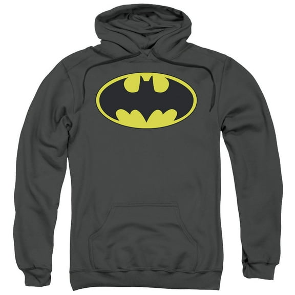 Batman Men's  Classic Bat Logo Hooded Sweatshirt Charcoal