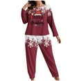 thumbnail image 2 of Censtreet Plus Size Christmas Pajamas,Women's Printed 2 Piece Pajama Set, Long Sleeve Sleepwear Pants Loungewear XL-5XL, 2 of 4