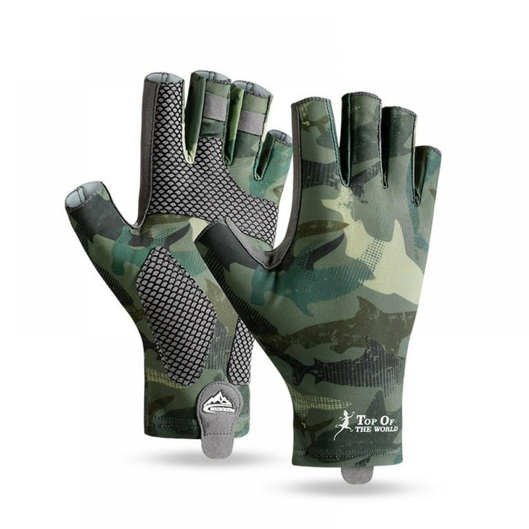 Aosijia Fingerless Fishing Gloves UV Protection Gloves Sun Protection  Gloves for Men and Women Fishing Boating Kayaking Hiking Running Cycling  and
