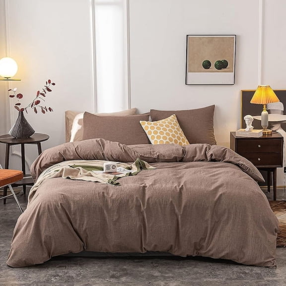 100% Cotton Duvet Cover Coffee 3 Piece Set- Ultra Soft And Easy Care Bedding Set Organic Boho Bedding king , Bohemian Quilt Cover Thrown