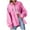 Hot Pink, variant on Elainilye Fashion Fall Coats for Women Jean Jacket Frayed Washed Button Denim Jacket With Pockets,Purple