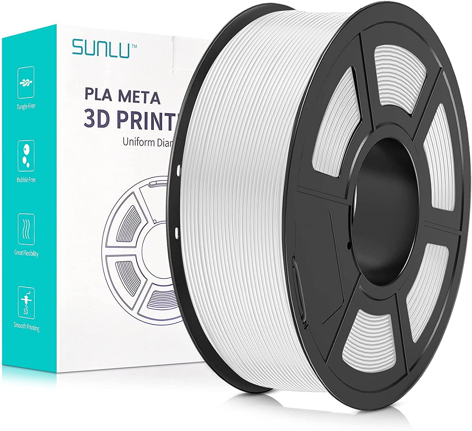 3D Printer Filament,SUNLU PLA Meta 3D Materials, High Toughness PLA Meta 1.75mm , Highly Fluid, Fast for 3D Printer,Dimensional Accuracy +/- mm,1 KG Spool,White - Walmart.com