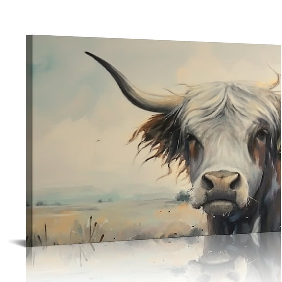 Bciig Bull Canvas Wall Art Living Room Bedroom Office Wall Decor High-Resolution Print Handmade Framed 20x16in