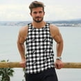 thumbnail image 6 of Gukieu Black Tartan Plaid Print Men's Quick Dry Fitness Vest, Round Neck Sleeveless Fitness Bodybuilding Top-4X-Large, 6 of 7