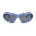 thumbnail image 2 of Mens Unique Elabroate Futuristic Wrap Around Sport Plastic Sunglasses Blue - Black, 2 of 4
