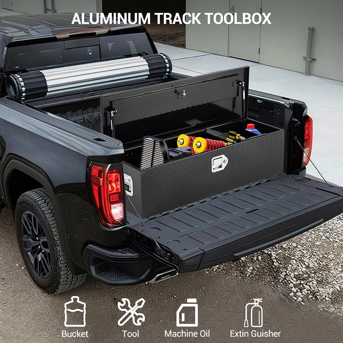 Danolapsi 30 Inch Aluminum Truck Tool Box, Truck Bed Storage Box With Security Lock And Wider Handles, Heavy Duty Waterproof Tool Box Organizer Chest For Pick Up Truck Rv Trailer