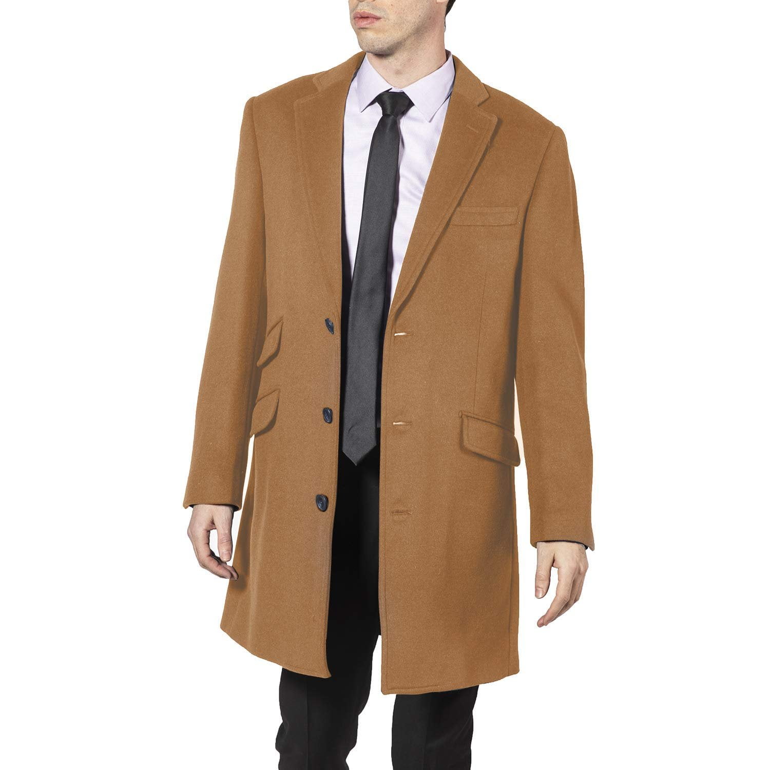 Enzo Men's E84805-6 Single Breasted Wool/Cashmere Mid-Length Car Coat ...