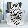 thumbnail image 4 of Xo Soft Flannel Fleece Throw Blanket, Mermaid Kisses Starfish Wishes Love Message Inspirational Words Lifestyle Image, Cozy Plush for Indoor and Outdoor Use, 50" x 70", Black and White, by Ambesonne, 4 of 5