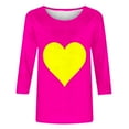 thumbnail image 4 of Valentines Day Shirts Women Plus Size Cute Striped 3/4 Sleeve Shirt Crewneck Tops Nautical Tshirts, 4 of 5