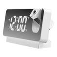 thumbnail image 1 of Reloj despertador con proyección de 360 grados, ajuste flexible, espejo LED creativo, reloj digital con pantalla de temperatura, apagado automático y memoria, color blanco, 1 of 12