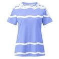 thumbnail image 4 of Camisas de Manga Corta para las Mujeres Impresión Cuello Redondo Suéter Encaje Camisa, Blusa de Verano Casual para las Mujeres, 4 of 5