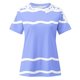 thumbnail image 4 of Camisas de Manga Corta para las Mujeres Impresión Cuello Redondo Suéter Encaje Camisa, Blusa de Verano Casual para las Mujeres, 4 of 5