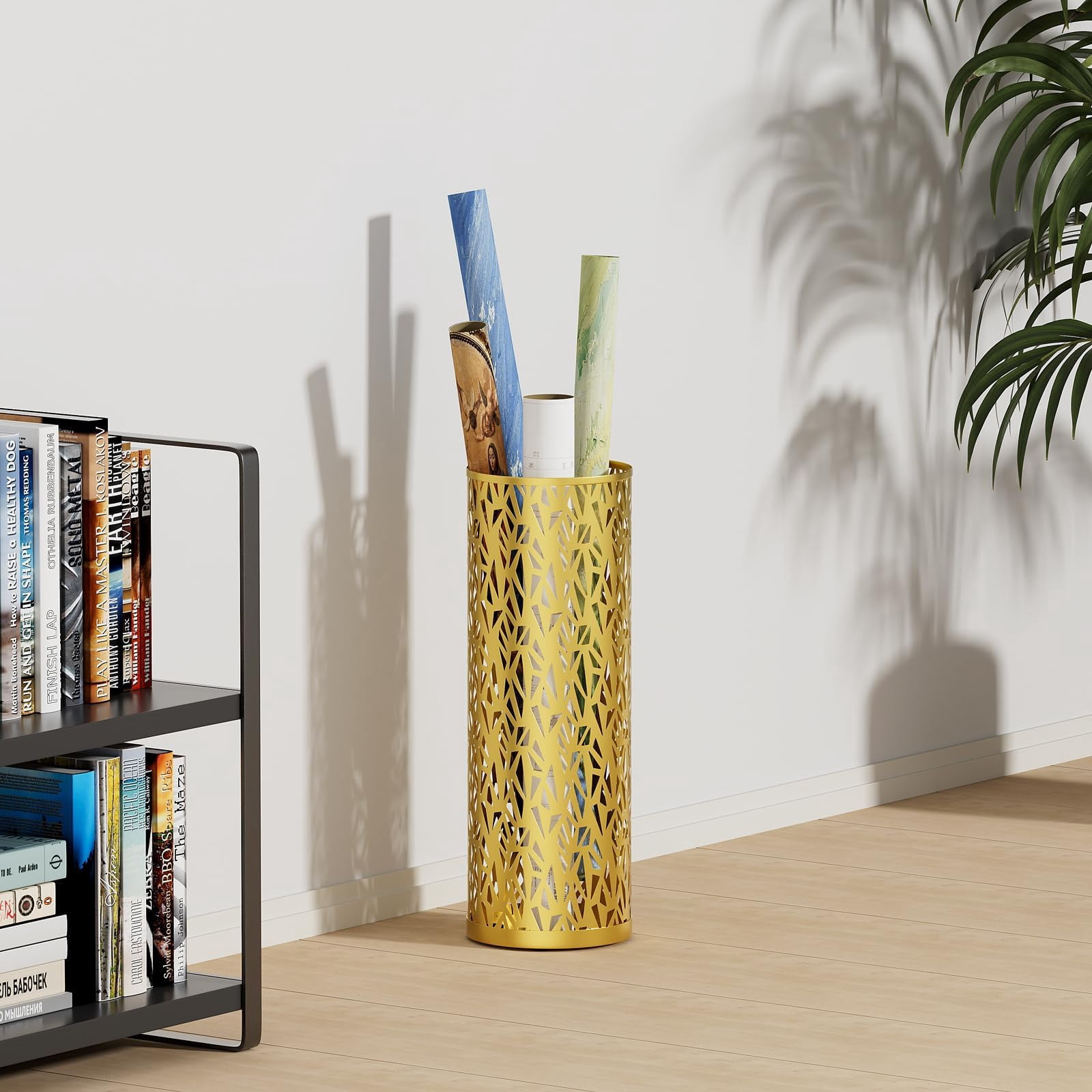 Metal Round Umbrella Stand Rack Free Standing Holder Bin  Canes Walking Sticks For Entryway Home Office