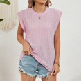 thumbnail image 2 of HBFAGFB Débardeurs pour Femmes Décontracté Été Col Rond Sans Manches Simple Polyvalent Blouse Rose Taille TG, 2 of 9