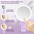 thumbnail image 5 of MIYADIVA Magnifying Mirror with Light, Double Sided 30X/1X Lighted Travel Makeup Mirror with Magnification, 3 Color Lighting, Dimmable Touch Screen, Adjustable & Foldable Hand Mirror (White), 5 of 10