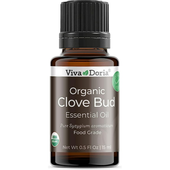 Viva Doria Pure Clove Bud Essential Oil, USDA Certified Organic, Food Grade, 15 mL (0.5 Fl Oz)