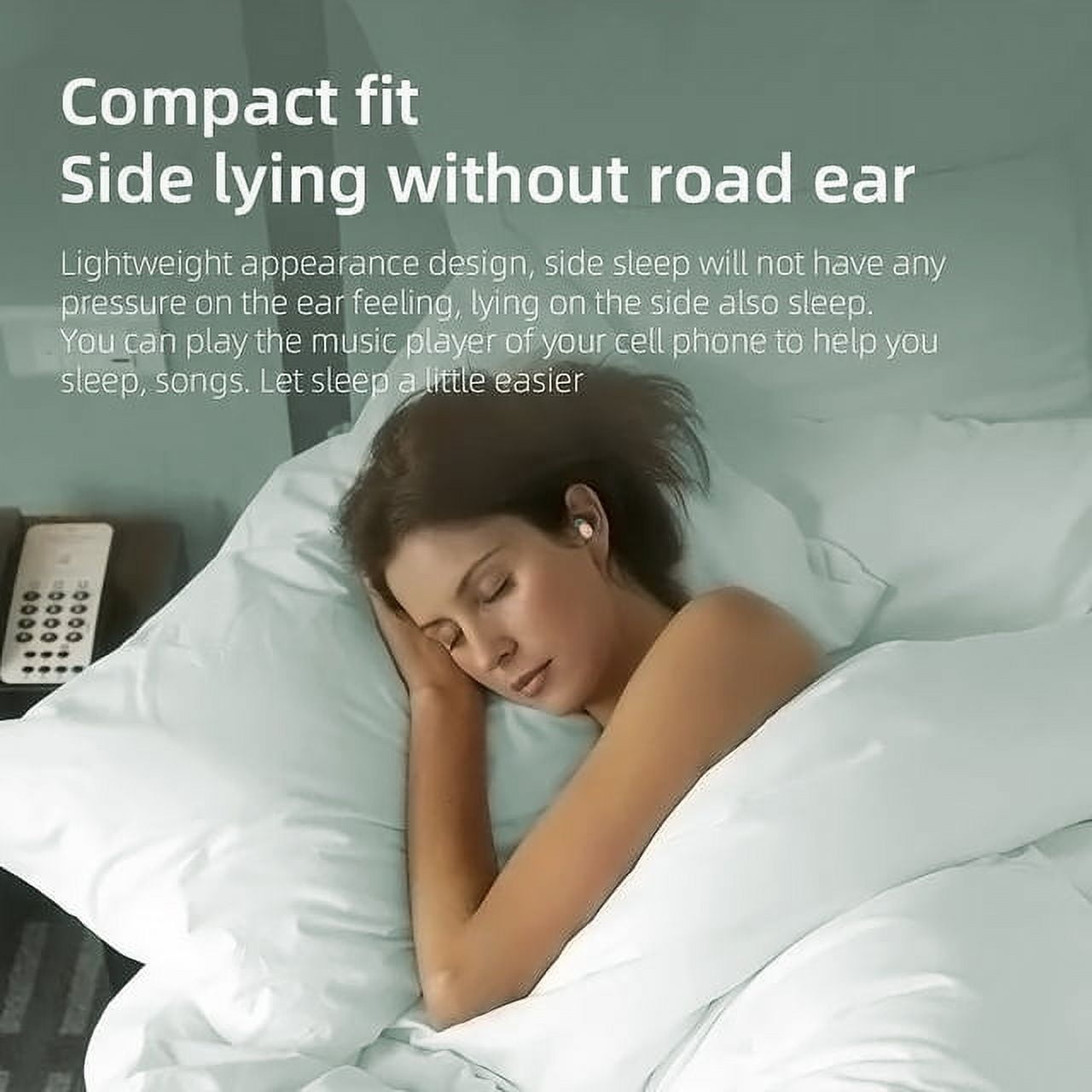 MUSICOZY Sleep Earphones Bluetooth Sports Headphone, Wireless Music Sleeping Headphones Noise-Canceling Earbuds Mini Earphones Bluetooth 5.3 Hidden Headphones for Side Sleepers/Work,Green