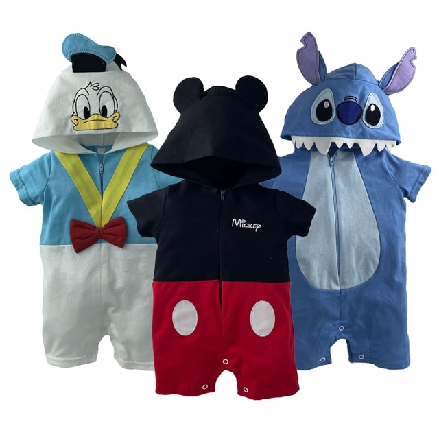 Kit 3 Pañaleros con gorro bordado Disney Donald, Stitch, Mickey Disney Pañaleras