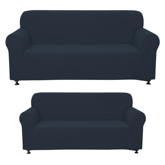 Sapphire Home 3-Piece Couch Cover Set Sofa Loveseat and Arm Chair Slipcovers Form fit Stretch Wrinkle Free Furniture Protector Sofa Covers for Living Room Polyester Spandex (Blue)