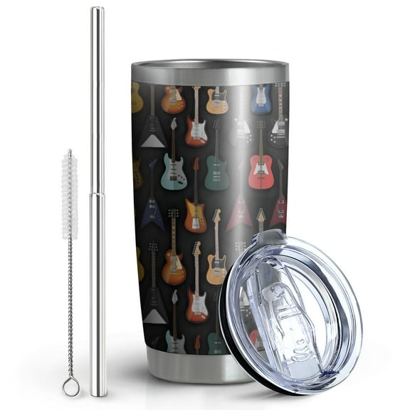 20oz Guitar Gifts for Men, Music Gifts for Men, Gifts for Musicians, Cool Gifts for Guitar Players, Valentines Day Gifts for Him, Guitars Tumbler Cup, Insulated Travel Coffee Mug with Lid