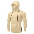 thumbnail image 2 of Mens Hoodies Pullover 2025 Fall Winter Long Sleeve Slim Fit Side Slit Plain Hoodie with Mask Hooded Sweatshirt, 2 of 5