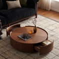 thumbnail image 5 of 39.3-Inch Round Coffee Table in Walnut - Circular Wood Design for Living Room, Bedroom, and Office, Modern Center Table for Spacious Areas, 5 of 16