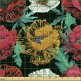 thumbnail image 2 of Ambesonne Floral Fabric by the Yard Upholstery, Watercolor Painted Poppies, 3 Yards, Charcoal Grey Multicolor, 2 of 5