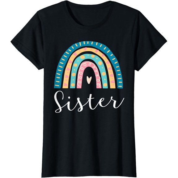Sister Rainbow Sibling Gifts Women Family Matching Birthday T-Shirt
