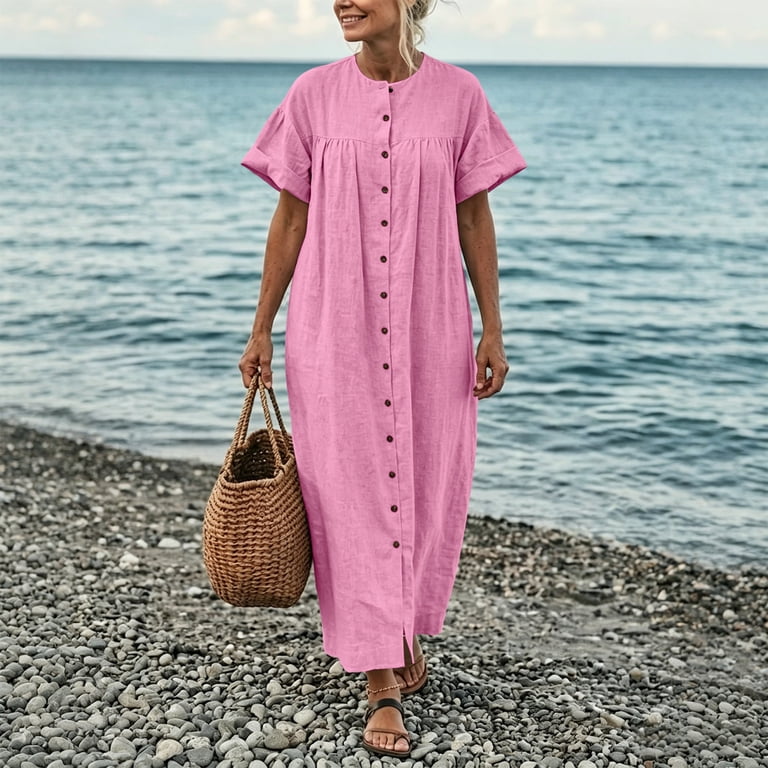 cotton maxi dresses with short sleeves Light Blue Floral Cotton Maxi Dress - Short Sleeve Dresses