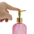 thumbnail image 3 of Unique Bargains 1 Pc Convenient Vertical Stripe Soap Dispenser 13.53oz Pink Gold Tone, 3 of 6