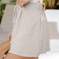 thumbnail image 3 of USSUMA High Waisted Shorts Women Solid Color Elastic Band Loose And Simple Ribbed Mid Waist Lace-Up Shorts Casual Loose Flowy Short Pants Drawstring Wide Legs Slim Fit Shorts for Women Khaki S, 3 of 5