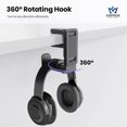 thumbnail image 5 of Soporte para auriculares y controlador para juegos de PC 3 en 1: soporte para auriculares con abrazadera ajustable, soporte para 2 controladores, brazo giratorio y organizador de cables, accesorio uni, 5 of 5