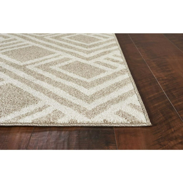 5'X8' Beige Machine Woven Uv Treated Geometric Indoor Outdoor Area Rug 5'X8' Beige Machine Woven Uv Treated Geometric Indoor Outdoor Area Rug