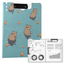 FORMRS A4 Clipboard Folder with Pen Holder Horizontal Foldable School Office Binder, Cartoon Capybaras
