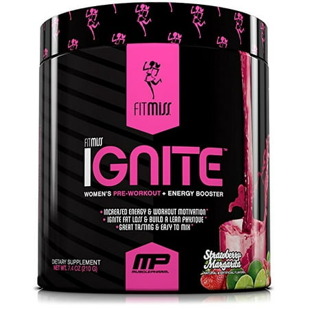 FitMiss Ignite Women's Pre Workout + Energy Booster Powder, Strawberry Margarita, 30