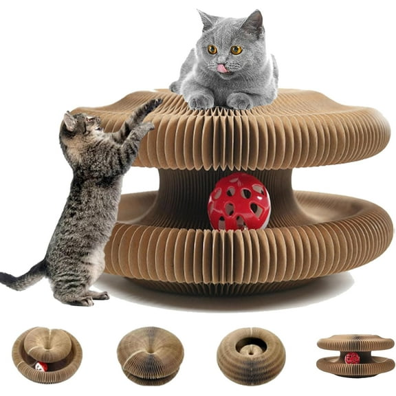 nuyezo Twisty Paws Cat Toy, Magnetic Cardboard Twisty Paw Cat Toy,Interactive Foldable Cat Scratch Board Toy with Bell, Withstands Heavy Scratching, Keep Your Cats Captivated