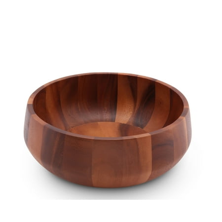 

Arthur Court Acacia Wood Serving Bowl for Fruits or Salads Modern Round Shape Style Large 11 Diameter x 4.5 Tall Wooden Single Bowl