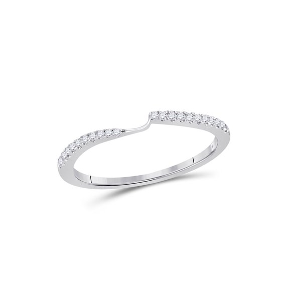 14kt White Gold Womens Round Diamond 2-stone Wedding Band 1/8 Cttw