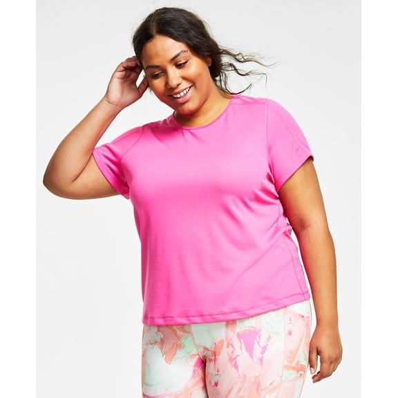 ID Ideology Plus Size Birdseye Mesh T-Shirt Pink Stone 1X