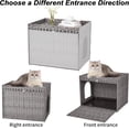 thumbnail image 3 of Handwoven Rattan Hidden Cat Litter Box Enclosure Cabinet - Large Indoor Washroom Furniture with Mat & Fence - Stylish Cat Litter Solution for Living Room or Apartment, 3 of 8